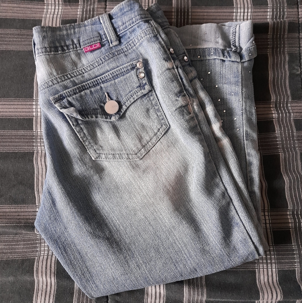 Bedazzled ripped vintage capris